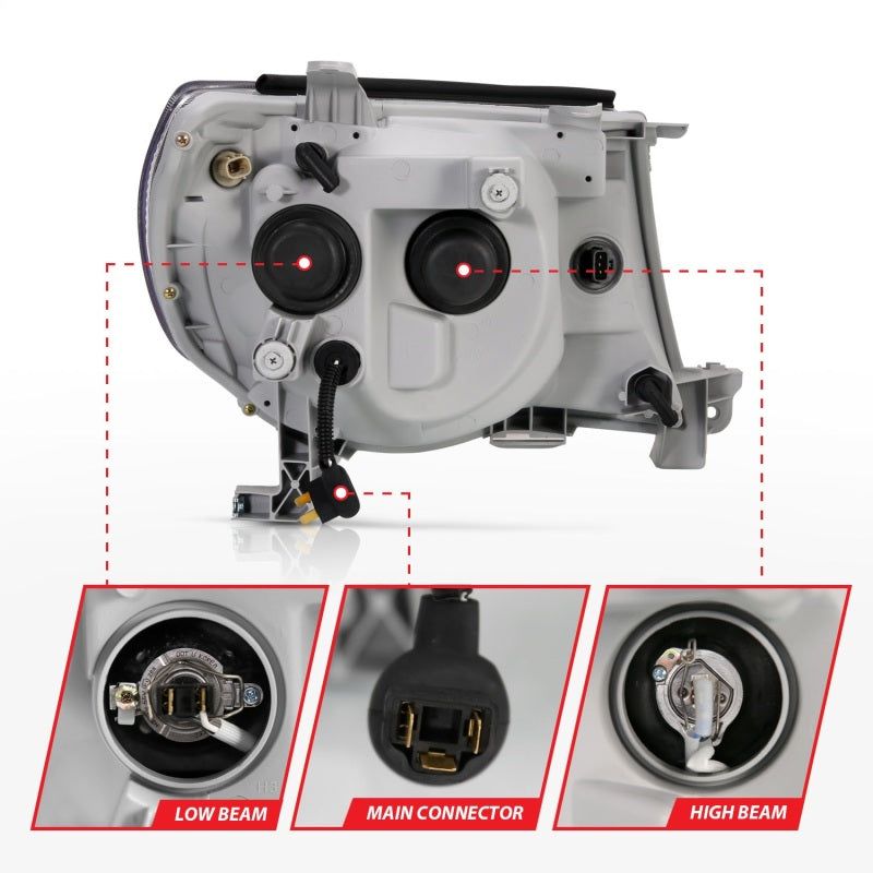 ANZO 121282 - ANZ121282 - ANZO 2005-2011 Toyota Tacoma Projector Headlights w/ Halo Black - Shipped in Europe - Tuningsupply.com