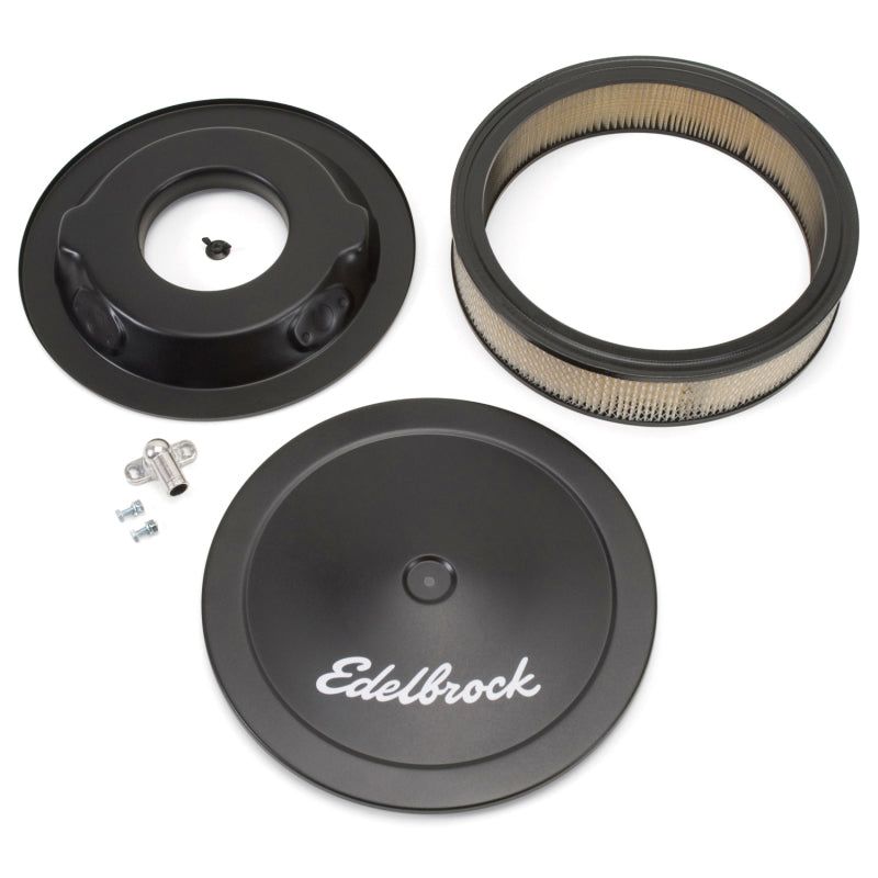 Edelbrock 1223 - EDE1223 - Edelbrock Air Cleaner Pro-Flo Series Round Steel Top Paper Element 14In Dia X 3 75In Dropped Base - Shipped in Europe - Tuningsupply.com