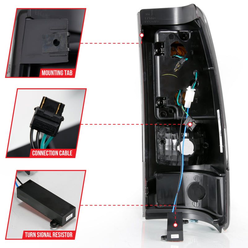 ANZO 311330 - ANZ311330 - ANZO 1999-2002 Chevy Silverado 1500 LED Taillights Plank Style Black w/Clear Lens - Shipped in Europe - Tuningsupply.com