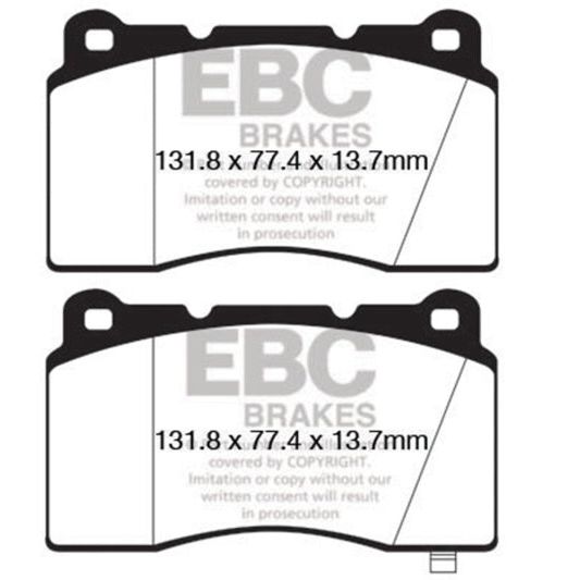 EBC DP42147R - EBCDP42147R - EBC 09+ Hyundai Genesis Coupe 2.0 Turbo (Brembo) Yellowstuff Front Brake Pads - Shipped in Europe - Tuningsupply.com