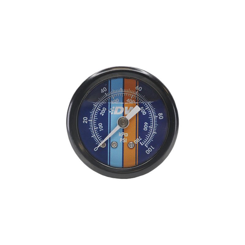 DeatschWerks 6-01-G2L - DWK6-01-G2L - DeatschWerks 0-100 PSI 1/8in NPT Mechanical Fuel Pressure Gauge 1.5in Diam. Black Housing Blue Face - Shipped in Europe - Tuningsupply.com