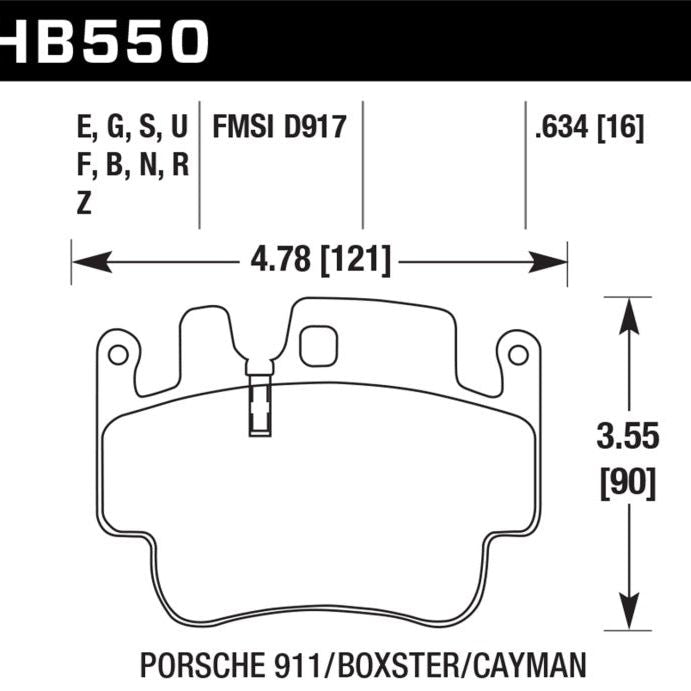 Hawk Performance KHB550F.634 - HAWKHB550F.634 - Hawk Porsche HPS Street Front Brake Pads - Shipped in Europe - Tuningsupply.com