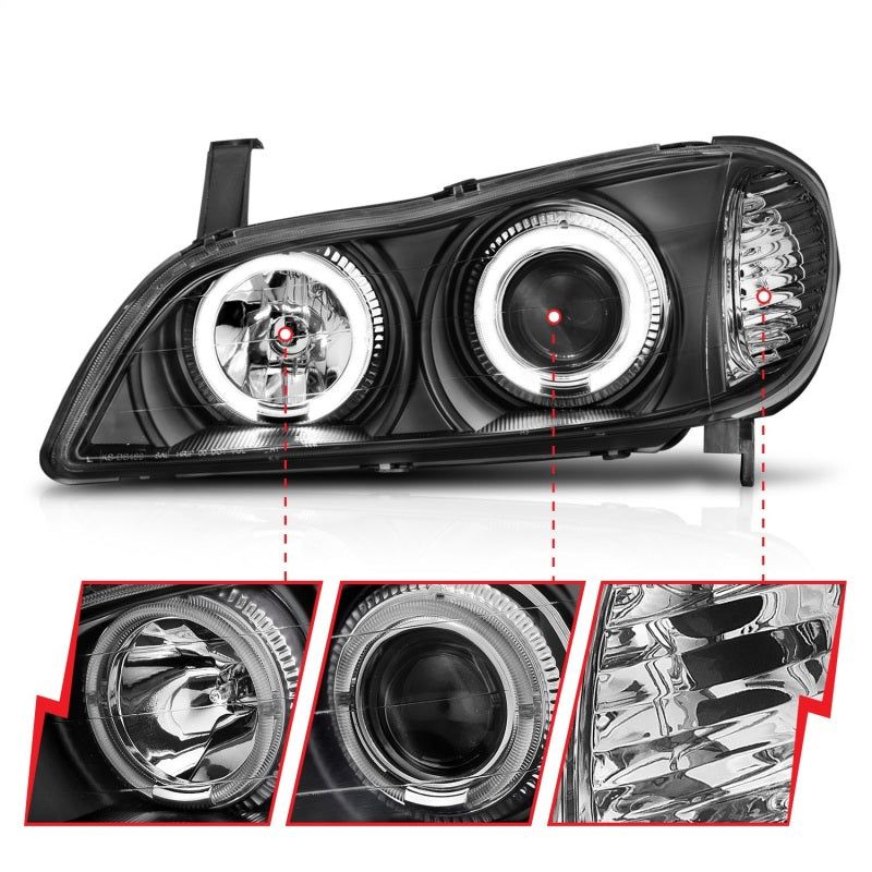 ANZO 121077 - ANZ121077 - ANZO 2000-2004 Infiniti I30 Projector Headlights w/ Halo Black - Shipped in Europe - Tuningsupply.com