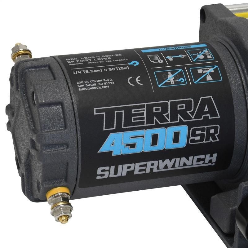 Superwinch 1145270 - SUW1145270 - Superwinch 4500 LBS 12V DC 1/4in x 50ft Synthetic Rope Terra 4500SR Winch - Gray Wrinkle - Shipped in Europe - Tuningsupply.com