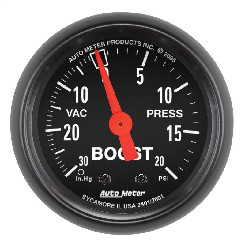 AutoMeter 2601 - ATM2601 - Autometer Z Series 52mm 20 PSI Mechanical Boost Vacumm Gauge - Shipped in Europe - Tuningsupply.com