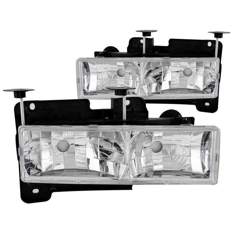 ANZO 111136 - ANZ111136 - ANZO 1988-1998 Chevrolet C1500 Crystal Headlights Chrome w/o Bulbs - Shipped in Europe - Tuningsupply.com