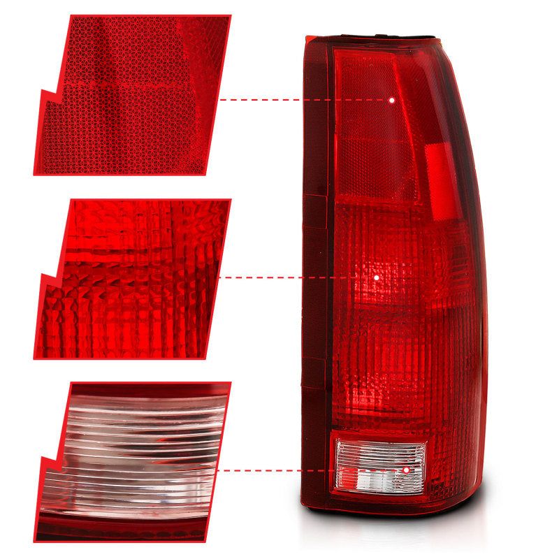 ANZO 311301 - ANZ311301 - ANZO 1988-1999 Chevy C1500 Taillight Red/Clear Lens (OE Replacement) - Shipped in Europe - Tuningsupply.com