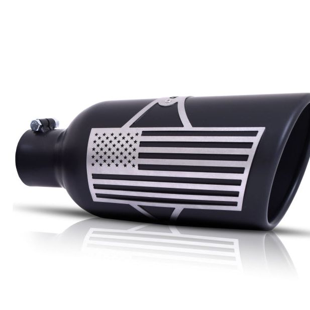 Gibson 71-1014 - GIB71-1014 - Gibson Patriot Series Rolled Edge Slash-Cut Tip - 5in OD/2.75-3in Inlet/12in Length - Black Ceramic - Shipped in Europe - Tuningsupply.com