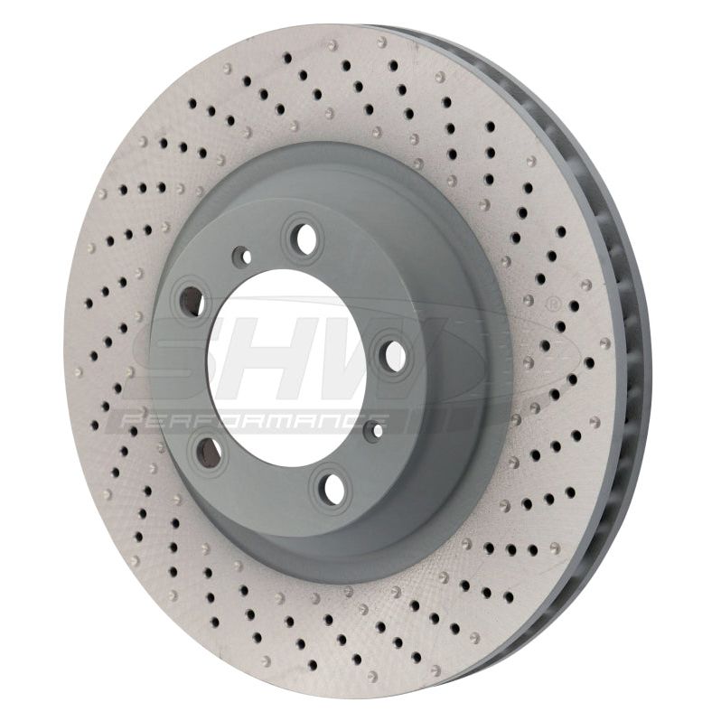 SHW Performance PFR39912 - SHWPFR39912 - SHW 15-16 Porsche 911 Carrera 4 GTS w/o Ceramics Right Frt Drill-Dimp MB Brake Rotor (99135140401) - Shipped in Europe - Tuningsupply.com