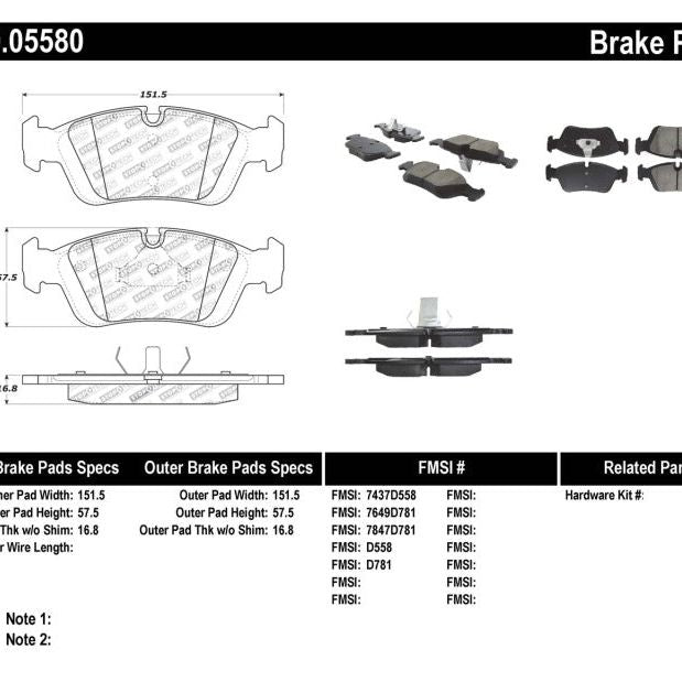 Stoptech 309.05580 - STO309.05580 - StopTech 96-02 BMW Z3 / 03-08 Z4 / 97-00 323 / 10/90-99 325/328 (E30/E36) Front Brake Pads - Shipped in Europe - Tuningsupply.com