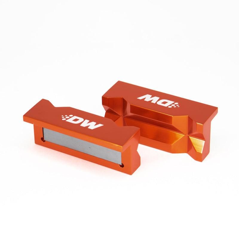 DeatschWerks 6-02-1007 - DWK6-02-1007 - DeatschWerks 4in. Aluminum Soft Jaws w/ Magnet - Orange Anodized - Shipped in Europe - Tuningsupply.com