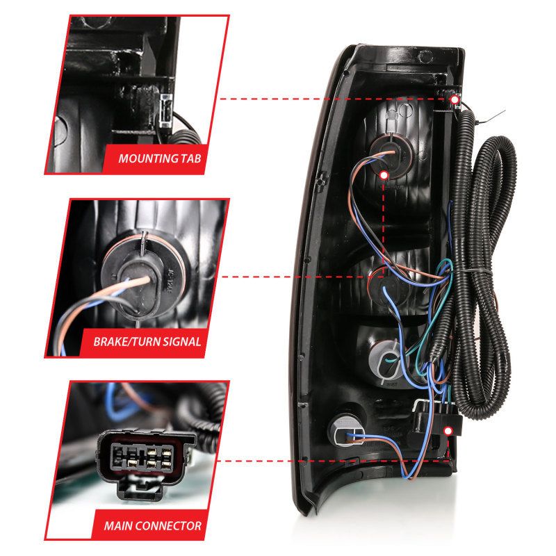 ANZO 311302 - ANZ311302 - ANZO 2004-2007 Chevy Silverado Taillight Red/Clear Lens w/Black Trim (OE Replacement) - Shipped in Europe - Tuningsupply.com