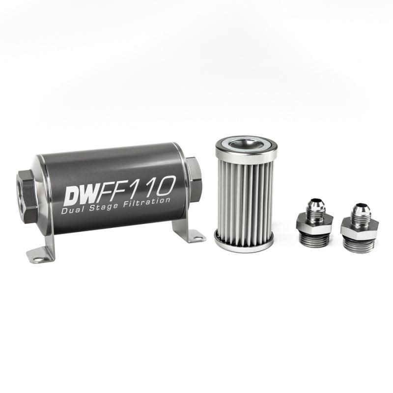 DeatschWerks 8-03-110-005K-6 - DWK8-03-110-005K-6 - DeatschWerks Stainless Steel 6AN 5 Micron Universal Inline Fuel Filter Housing Kit (110mm) - Shipped in Europe - Tuningsupply.com