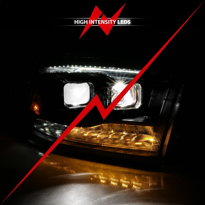 ANZO 111464 - ANZ111464 - ANZO 2009-2018 Dodge Ram 1500 Led Projector Plank Style Switchback H.L Halo Black Amber (OE Style) - Shipped in Europe - Tuningsupply.com