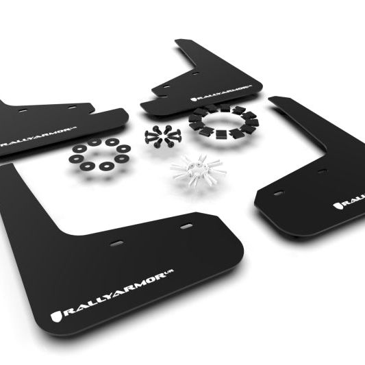 Rally Armor MF72-UR-BLK/WH - RALMF72-UR-BLK/WH - Rally Armor 20-26 Tesla Model Y, Juniper Y Black UR Mud Flap w/White Logo - Shipped in Europe - Tuningsupply.com