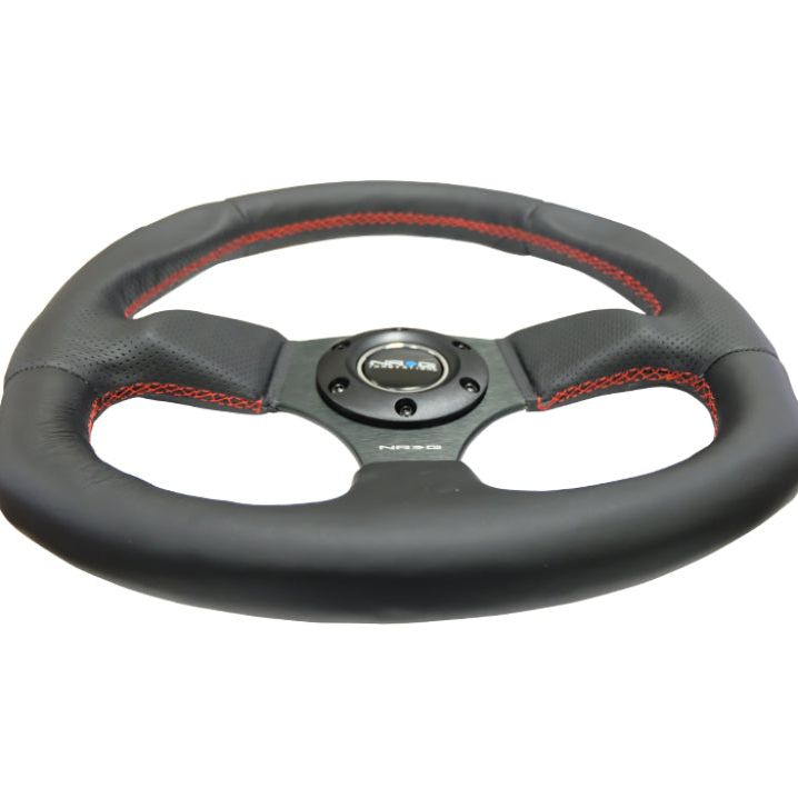 NRG RST-009R-RS - NRGRST-009R-RS - NRG Reinforced Steering Wheel (320mm Horizontal / 330mm Vertical) Leather w/Red Stitching - Shipped in Europe - Tuningsupply.com
