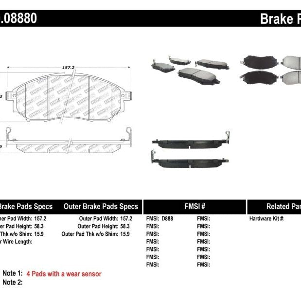 Stoptech 309.08880 - STO309.08880 - StopTech Performance 06-08 350Z w/ Std Brakes / 06-08 Infiniti G35 Front Brake Pads - Shipped in Europe - Tuningsupply.com
