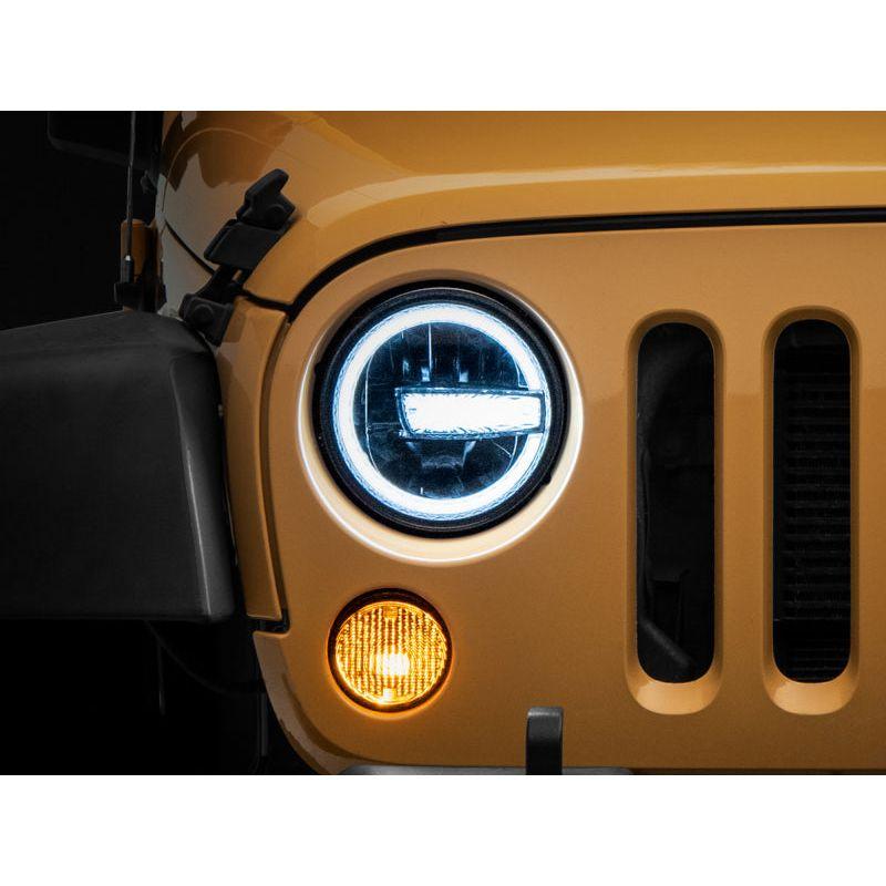 Raxiom J155018 - RAXJ155018 - Raxiom 97-18 Jeep Wrangler TJ/JK 7-Inch LED Headlights w/ Halos- Black Housing (Clear Lens) - Shipped in Europe - Tuningsupply.com