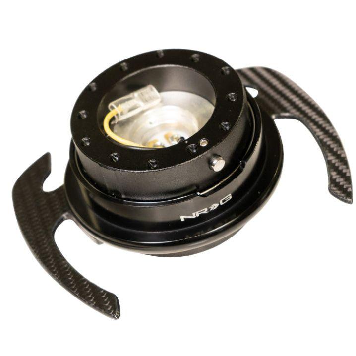 NRG SRK-700CF - NRGSRK-700CF - NRG Quick Release Kit Gen 4.0 - Black Body / Black Ring w/ CF Handles - Shipped in Europe - Tuningsupply.com