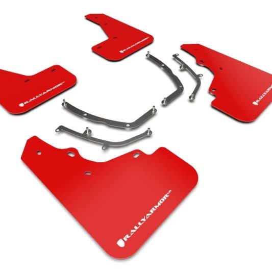 Rally Armor MF61-UR-RD/WH - RALMF61-UR-RD/WH - Rally Armor 19-25 Mazda3 Hatchback Red UR Mud Flap w/White Logo - Shipped in Europe - Tuningsupply.com