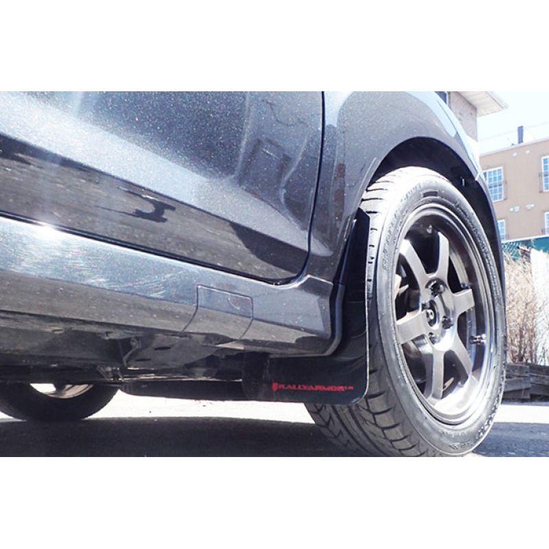 Rally Armor MF29-UR-BLK/WH - RALMF29-UR-BLK/WH - Rally Armor 13-19 Ford Fiesta ST Black UR Mud Flap w/White Logo - Shipped in Europe - Tuningsupply.com