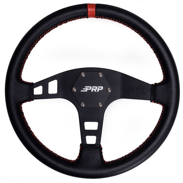 PRP Seats G213 - PRPG213 - PRP Flat Leather Steering Wheel- Red - Shipped in Europe - Tuningsupply.com