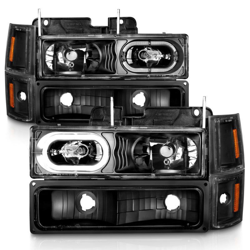 ANZO 111507 - ANZ111507 - ANZO 88-98 Chevrolet C1500 Crystal Headlights Black Housing w/ Signal and Side Marker Lights - Shipped in Europe - Tuningsupply.com