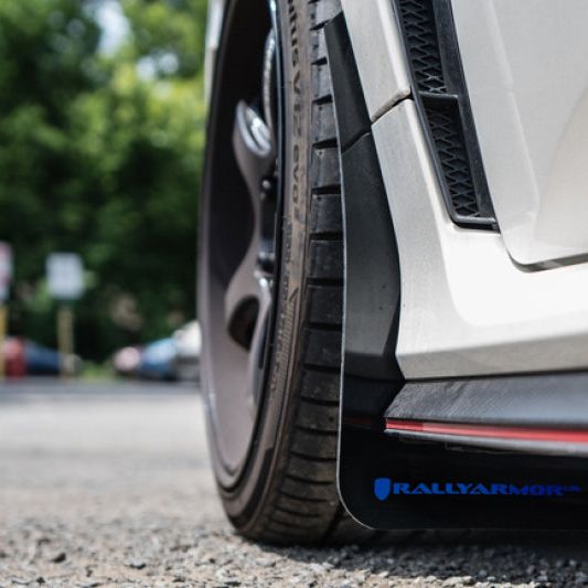 Rally Armor MF47-UR-BLK/WH - RALMF47-UR-BLK/WH - Rally Armor 17-22 Honda Civic Type R Black UR Mud Flap w/White Logo - Shipped in Europe - Tuningsupply.com