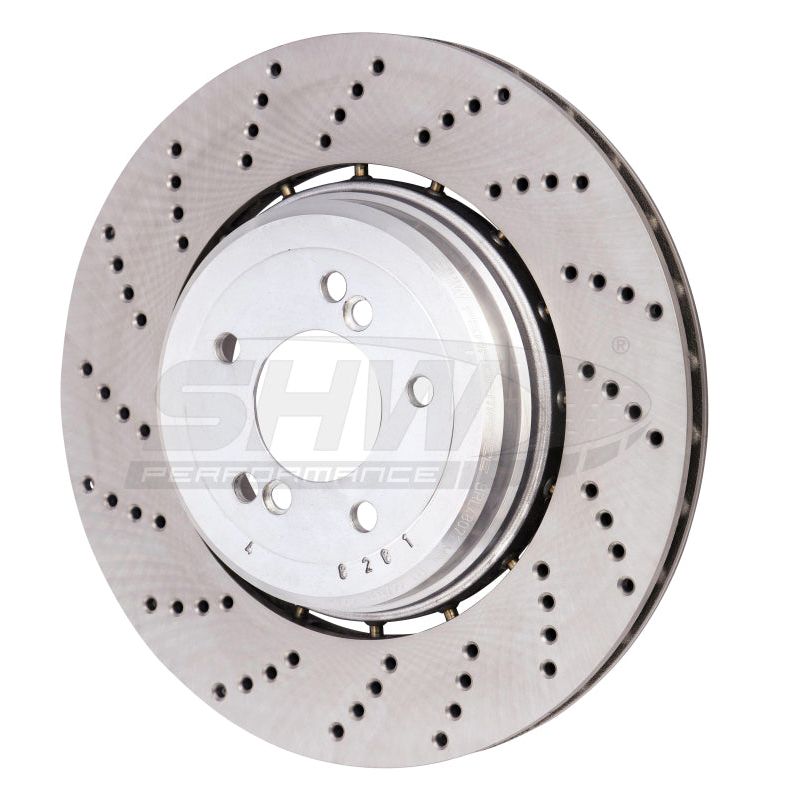 SHW Performance BRL48071 - SHWBRL48071 - SHW 06-10 BMW M5 5.0L Left Rear Cross-Drilled Lightweight Brake Rotor (34212282807) - Shipped in Europe - Tuningsupply.com