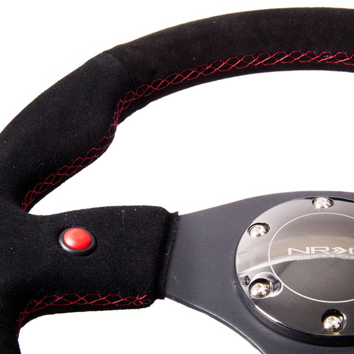 NRG RST-007S - NRGRST-007S - NRG Reinforced Steering Wheel (320mm) Blk Suede w/Dual Buttons - Shipped in Europe - Tuningsupply.com
