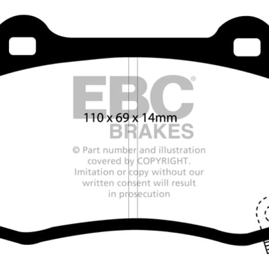 EBC DP41788R - EBCDP41788R - EBC 15+ Cadillac CTS 3.6 Twin Turbo Yellowstuff Rear Brake Pads - Shipped in Europe - Tuningsupply.com