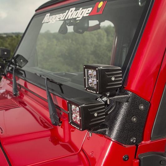 Rugged Ridge 11232.36 - RUG11232.36 - Rugged Ridge 97-06 Jeep Wrangler TJ Textured Black Dual A-Pillar Light Mount - Shipped in Europe - Tuningsupply.com
