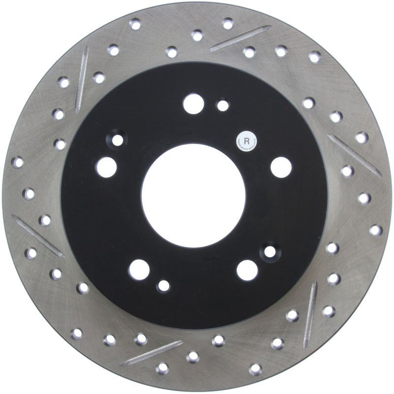Stoptech 127.40040R - STO127.40040R - StopTech 06-09 Honda Civic Ex/Si Slotted & Drilled Right Rear Rotor - Shipped in Europe - Tuningsupply.com