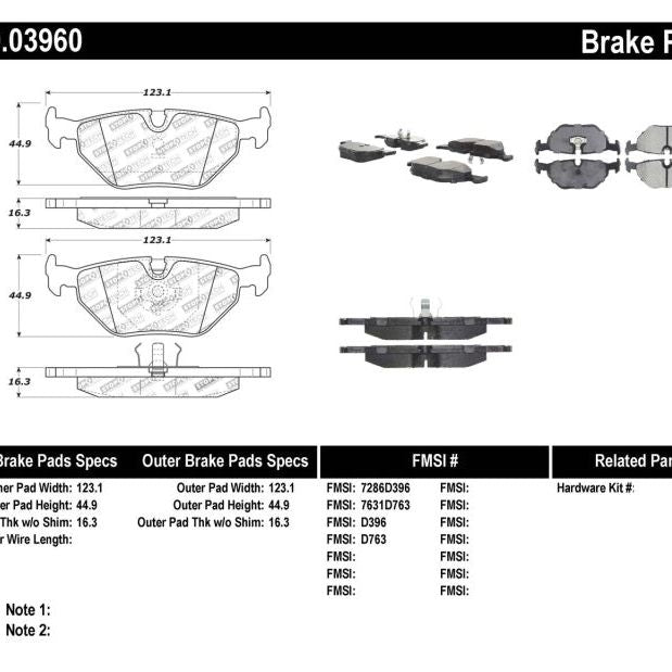 Stoptech 309.03960 - STO309.03960 - StopTech Performance 87-99 BMW M3 / 89-93 M5 / 98-02 Z3 Rear Street Performance Brake Pads - Shipped in Europe - Tuningsupply.com