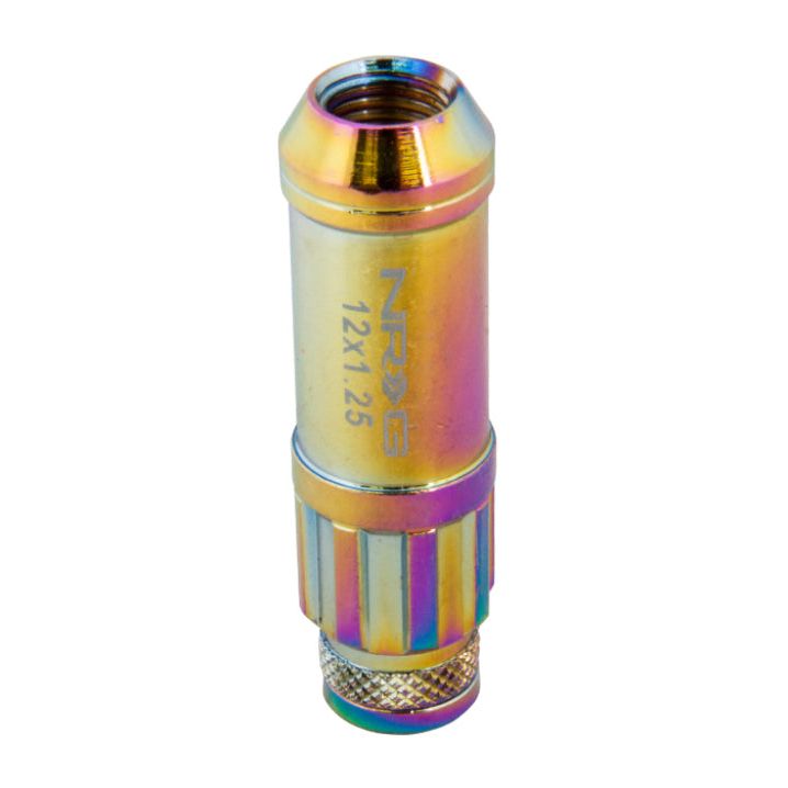 NRG LN-LS700MC-21 - NRGLN-LS700MC-21 - NRG 700 Series M12 X 1.5 Steel Lug Nut w/Dust Cap Cover Set 21 Pc w/Locks & Lock Socket - Neochrome - Shipped in Europe - Tuningsupply.com