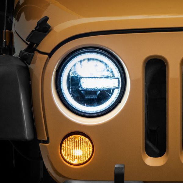 Raxiom J155018 - RAXJ155018 - Raxiom 97-18 Jeep Wrangler TJ/JK 7-Inch LED Headlights w/ Halos- Black Housing (Clear Lens) - Shipped in Europe - Tuningsupply.com