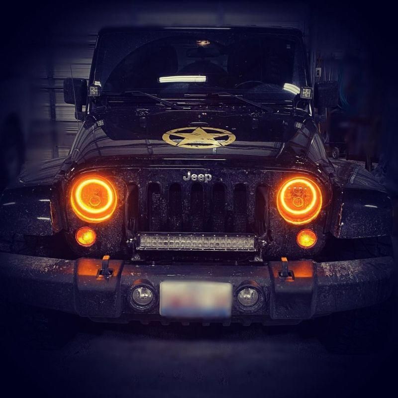 ORACLE Lighting 5769-123 - ORL5769-123 - Oracle 07-18 Jeep Wrangler JK Switchback LED Halo Headlights - Amber/White - Switchback - Shipped in Europe - Tuningsupply.com