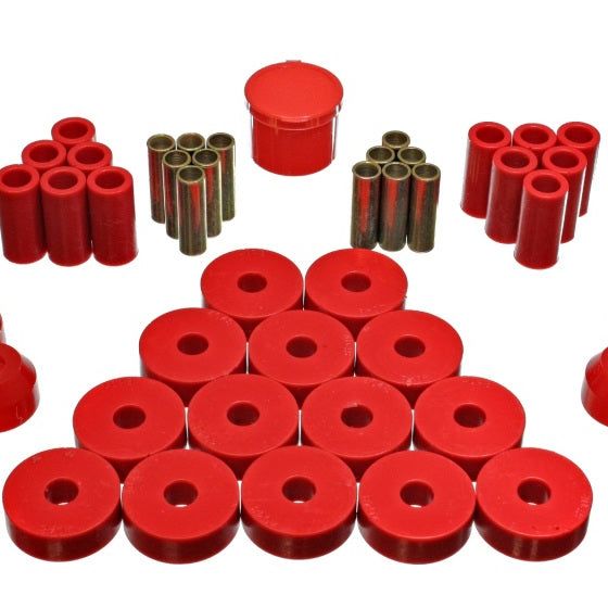 Energy Suspension 2.18104R - ENG2.18104R - Energy Suspension 55-75 Jeep CJ5/CJ6 Red Hyper-Flex Master Bushing Set - Shipped in Europe - Tuningsupply.com
