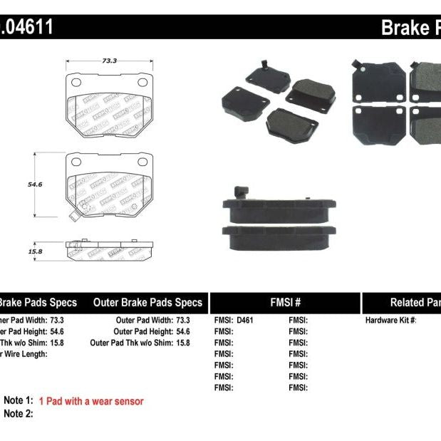 Stoptech 309.04611 - STO309.04611 - StopTech Performance 06-07 Subaru Impreza WRX (Exc STi) Rear Brake Pads - Shipped in Europe - Tuningsupply.com