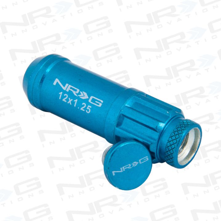 NRG LN-LS710BL-21 - NRGLN-LS710BL-21 - NRG 700 Series M12 X 1.25 Steel Lug Nut w/Dust Cap Cover Set 21 Pc w/Locks & Lock Socket - Blue - Shipped in Europe - Tuningsupply.com