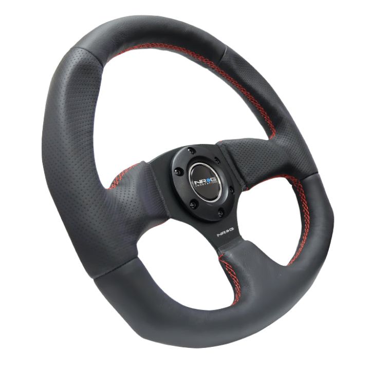 NRG RST-009R-RS - NRGRST-009R-RS - NRG Reinforced Steering Wheel (320mm Horizontal / 330mm Vertical) Leather w/Red Stitching - Shipped in Europe - Tuningsupply.com