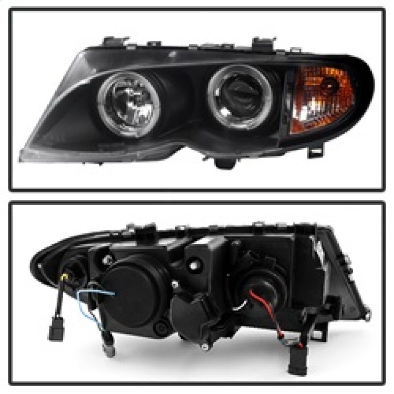 SPYDER 5042415 - SPY5042415 - Spyder BMW E46 3-Series 02-05 4DR Projector Headlights 1PC LED Halo Blk PRO-YD-BMWE4602-4D-AM-BK - Shipped in Europe - Tuningsupply.com