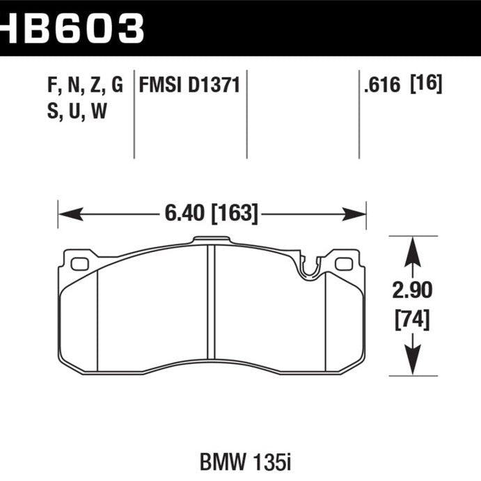 Hawk Performance KHB603S.616 - HAWKHB603S.616 - Hawk BMW 135i HT-10 Race Front Brake Pads - Shipped in Europe - Tuningsupply.com