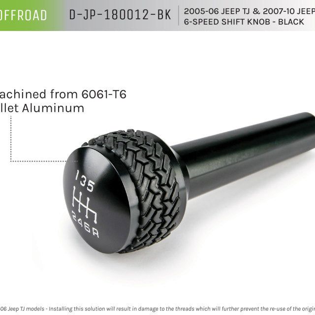 DV8 Offroad D-JP-180012-BK - DVED-JP-180012-BK - DV8 Offroad 2005-2010 Jeep TJ/JK 6-Speed Shift Knob Black Finish - Shipped in Europe - Tuningsupply.com