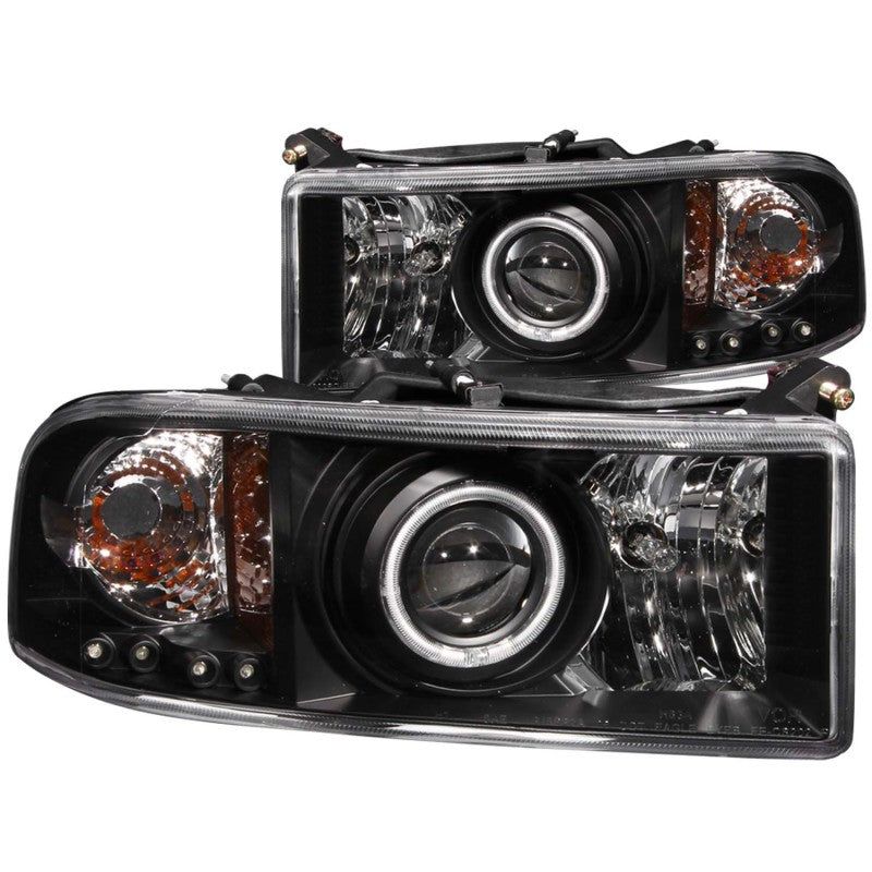 ANZO 111065 - ANZ111065 - ANZO 1994-2001 Dodge Ram Projector Headlights w/ Halo Black - Shipped in Europe - Tuningsupply.com