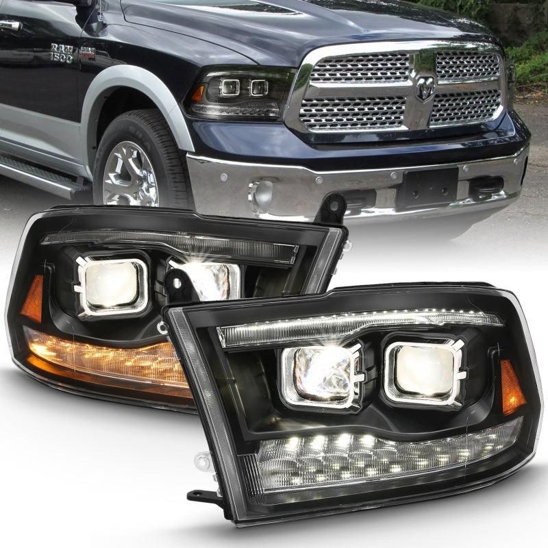 ANZO 111442 - ANZ111442 - ANZO 2009-2018 Dodge Ram 1500 Projector H.L. Switchback Chrome Amber - Shipped in Europe - Tuningsupply.com