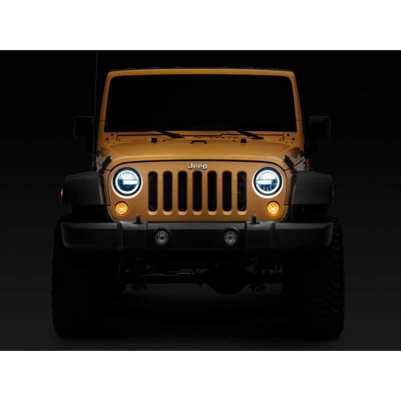 Raxiom J155018 - RAXJ155018 - Raxiom 97-18 Jeep Wrangler TJ/JK 7-Inch LED Headlights w/ Halos- Black Housing (Clear Lens) - Shipped in Europe - Tuningsupply.com