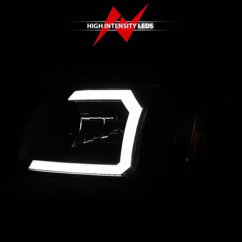 ANZO 111579 - ANZ111579 - ANZO 00-04 Toyota Tundra (Fits Reg/Acc Cab Only) Crystal Headlights w/Light Bar Black w/Corner Light - Shipped in Europe - Tuningsupply.com