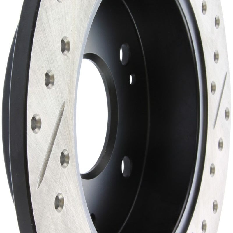 Stoptech 127.40040R - STO127.40040R - StopTech 06-09 Honda Civic Ex/Si Slotted & Drilled Right Rear Rotor - Shipped in Europe - Tuningsupply.com