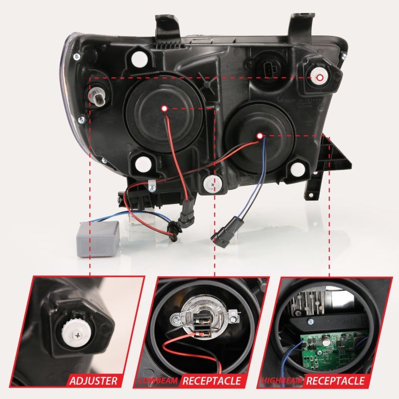 ANZO 111447 - ANZ111447 - ANZO 2007-2014 Toyota Tundra Projector Light Bar H.L Black Amber(Led High Beam) (Halogen Version) - Shipped in Europe - Tuningsupply.com